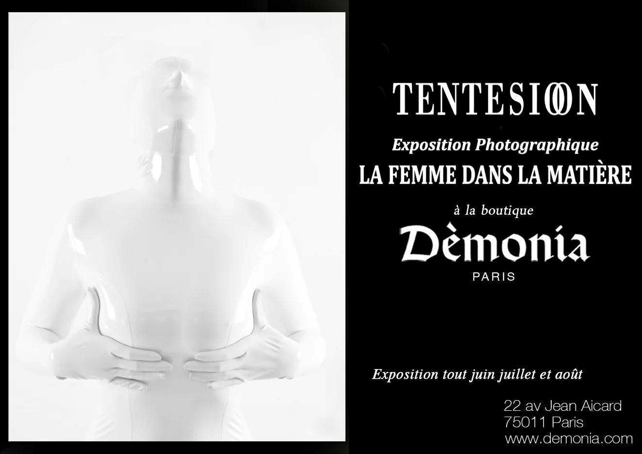 Cartel de la exposición La femme dans la matière de Tentesion en la boutique Dèmonia, París