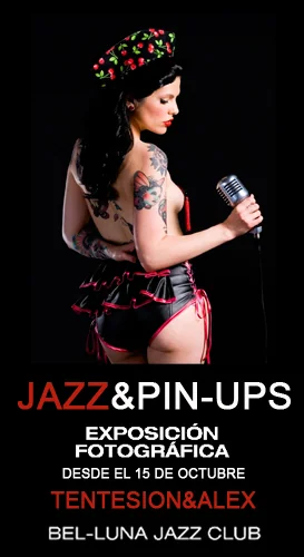 Cartel de la exposición Jazz & Pin-ups de Tentesion en el Bel-Luna Jazz Club, Barcelona